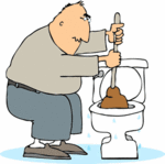 plunging toilet
