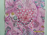 Treasures of the Gypsys with daisy mini print on pink square, finished with butterfly motif - Won by Herbalbrew in our BCC Pink Friday auctions